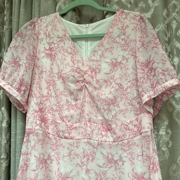 Floral Short Sleeve Maxi Dress Pink White Size XL - Picture 2 of 8